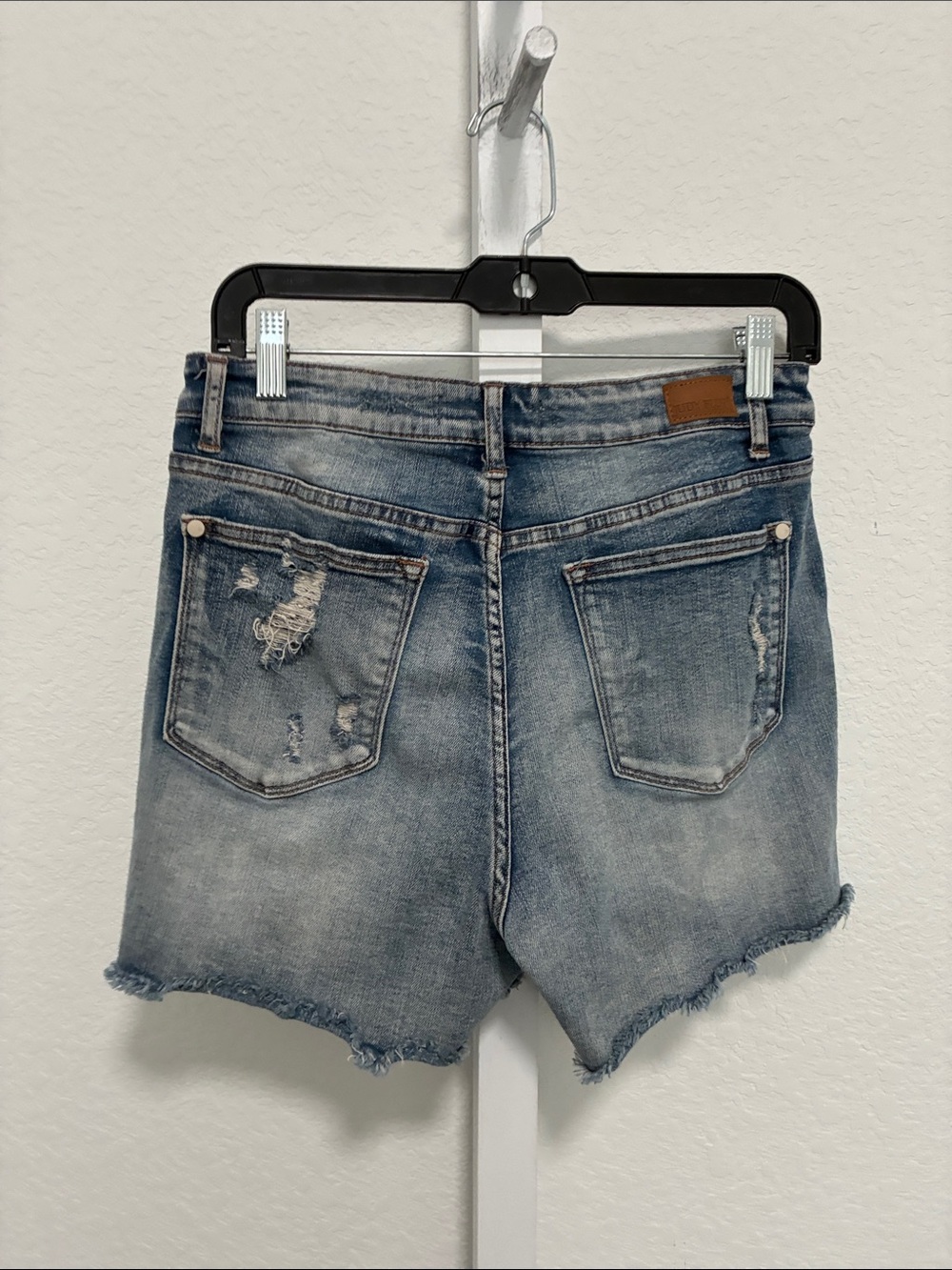 Judy Blue Distressed Blue Button-Fly Denim Shorts - Picture 5 of 9